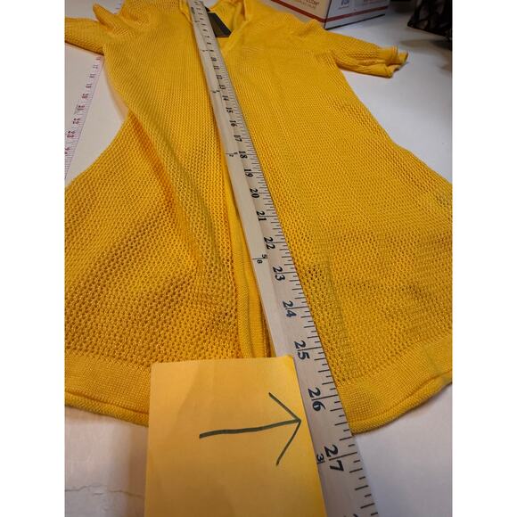 Joseph A. Daffodil Yellow Cardigan Medium | Open Knit Lightweight Layering - Picture 9 of 9